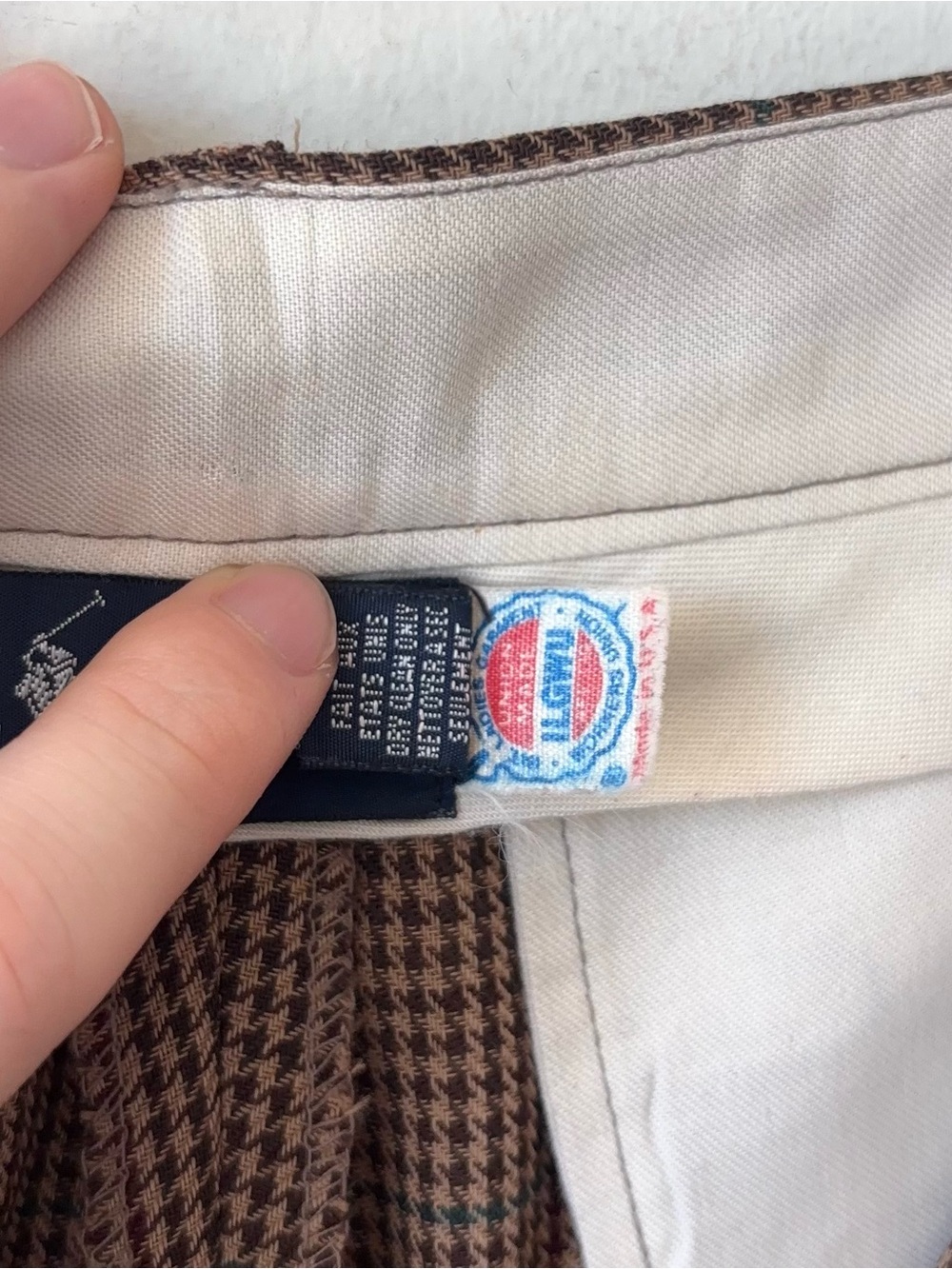 Vintage Ralph Lauren Blue Label 100% Wool Houndstooth Shorts Sz 10 Pleated MiUSA - Picture 13 of 16